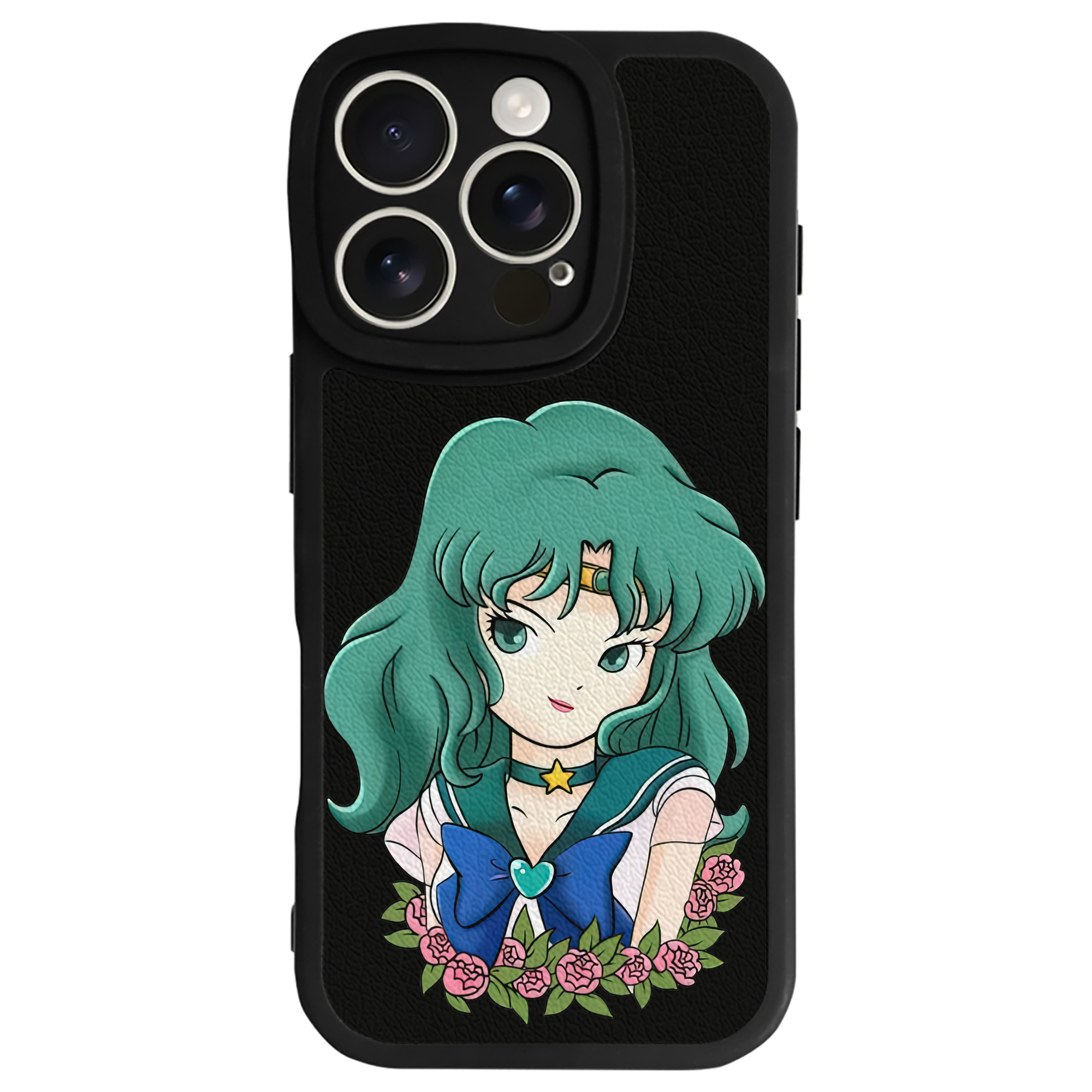 （画像用） 美少女戦士セーラームーン 海王 みちる（かいおう みちる） Sailor Moon Kaiou Michiru 【iPhone 16シリーズ対応】シリコンスマホケース（レザー調） 材質：シリコン